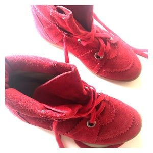 Isabel Marant Red Bobby Wedge sneakers
